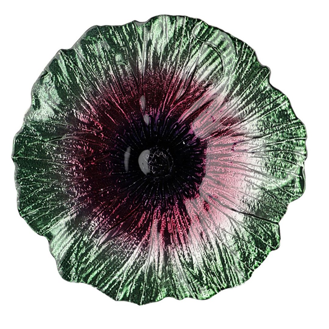 Imagem ilustrativa para Centro de mesa em vidro Ø27,5xA2,5cm cor verde e roxo