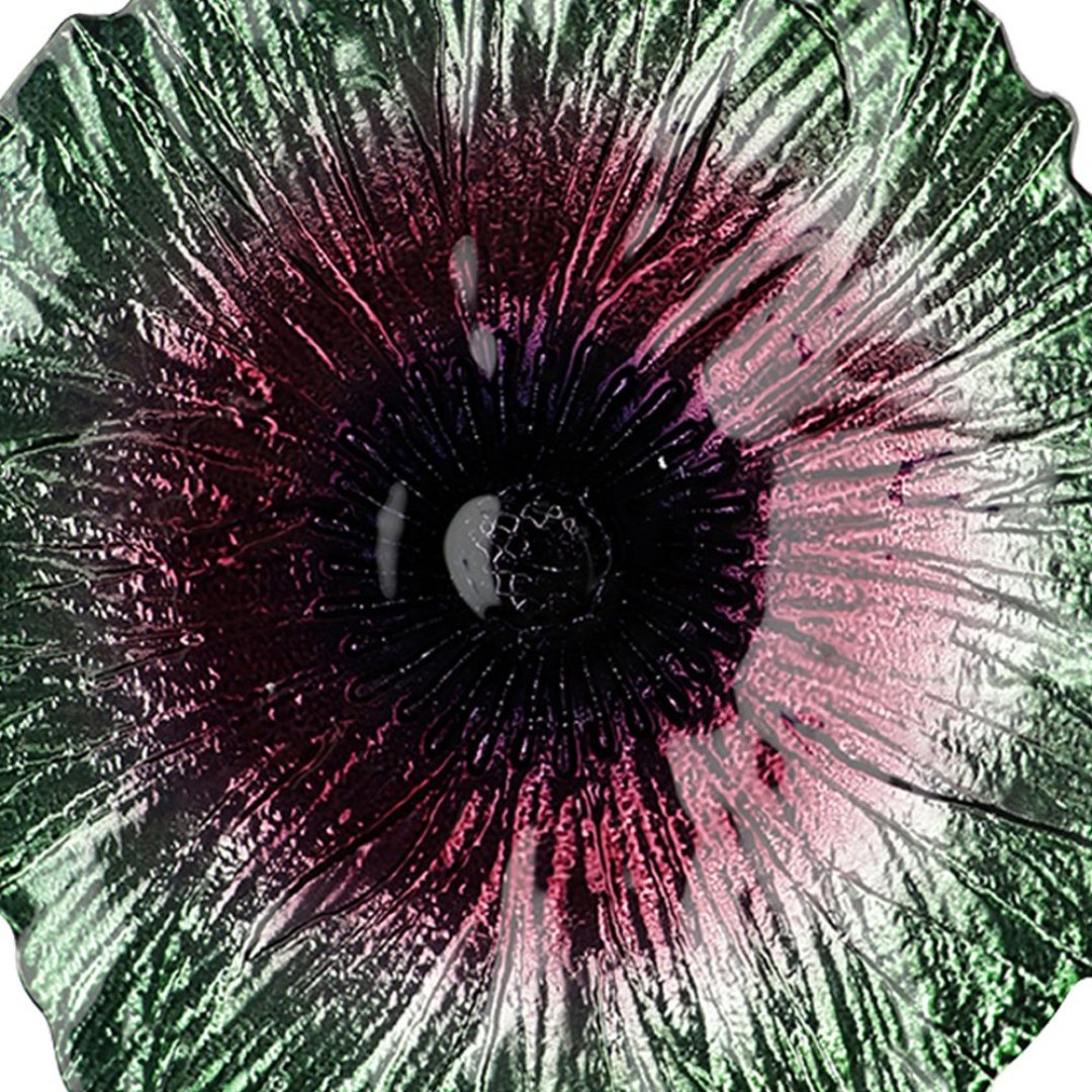 Fotografia para o produto Centro de mesa em vidro Ø27,5xA2,5cm cor verde e roxo