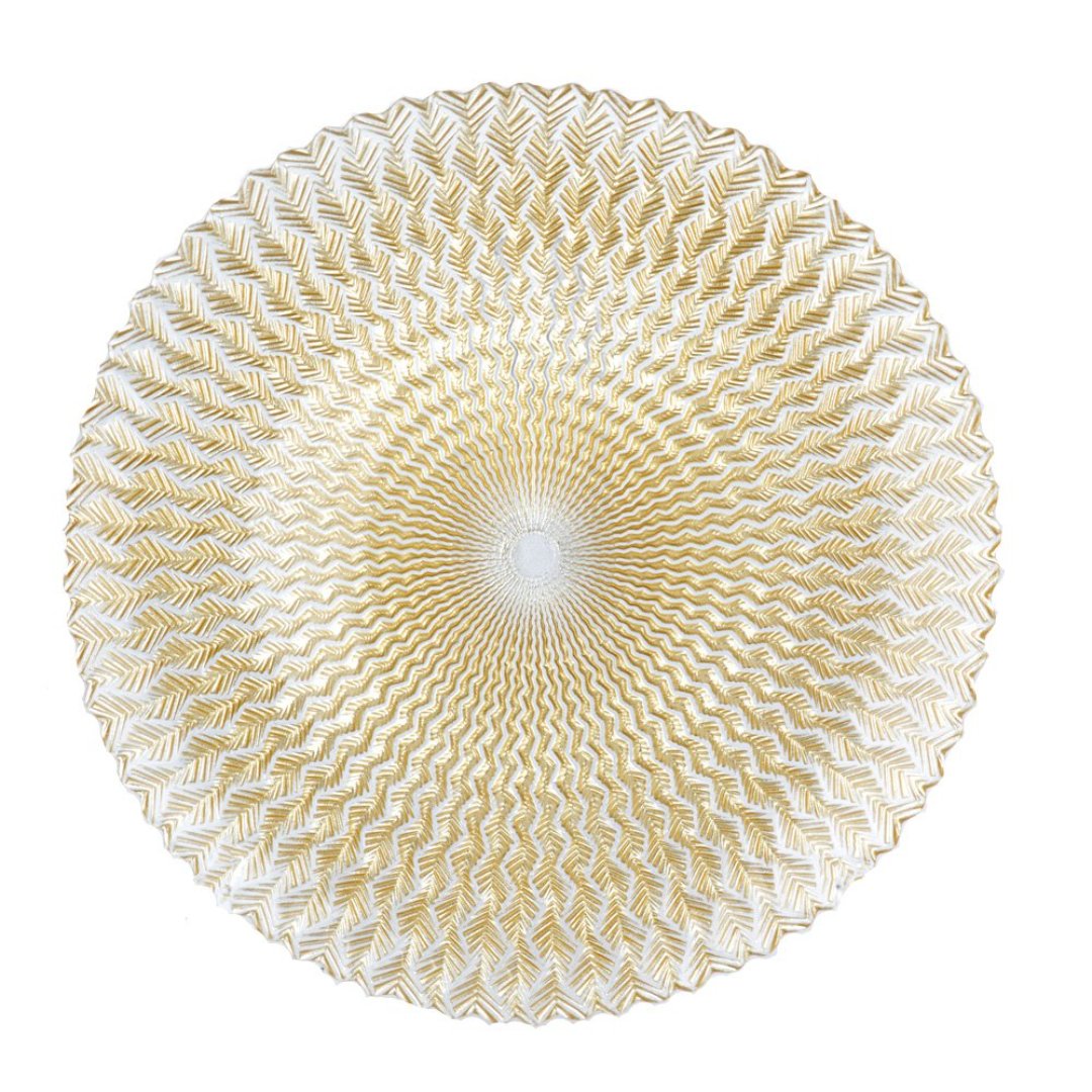 Imagem ilustrativa para Centro de mesa em vidro Ø28xA2cm cor dourado