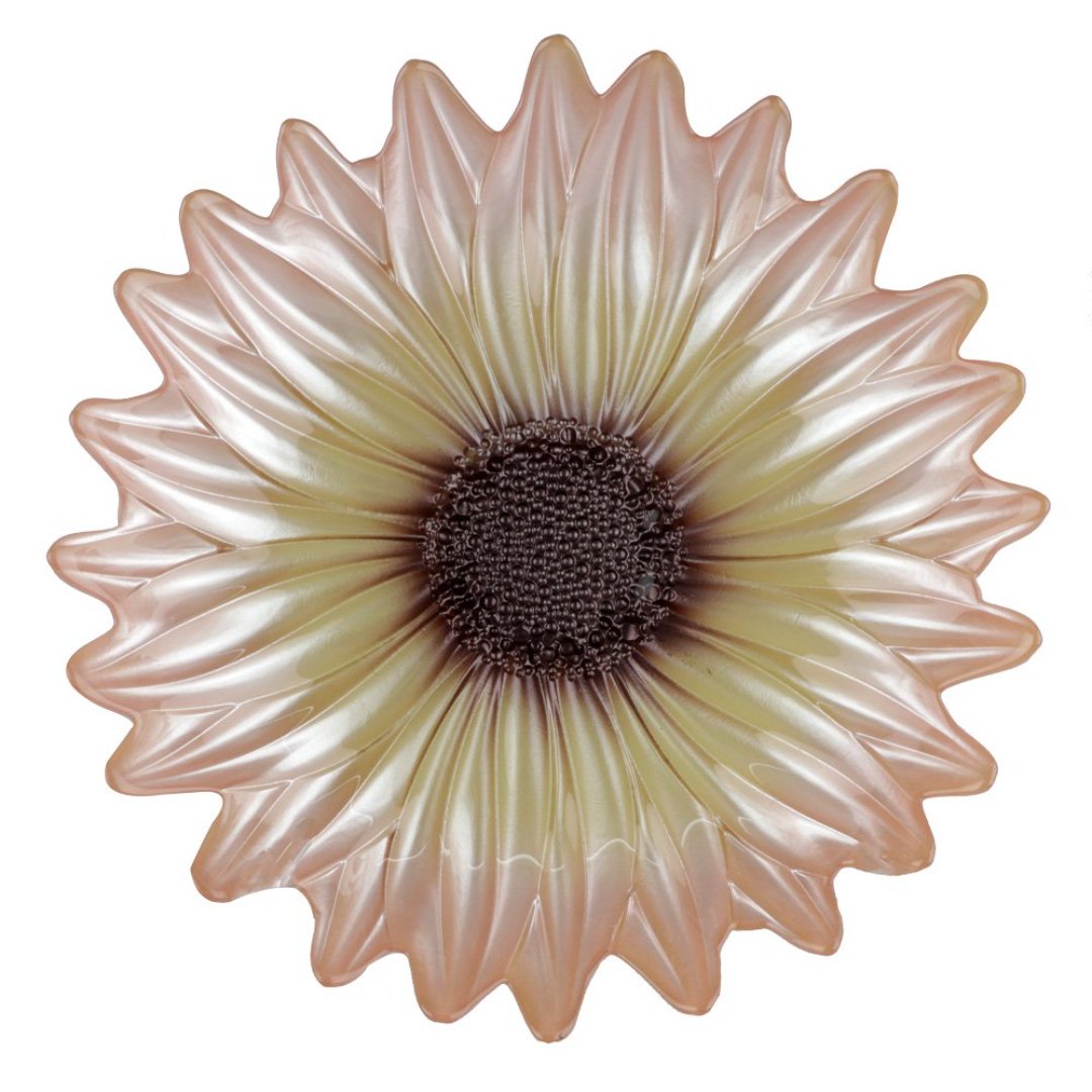 Imagem ilustrativa para Centro de mesa em vidro Ø30xA6cm cor rosa e marrom