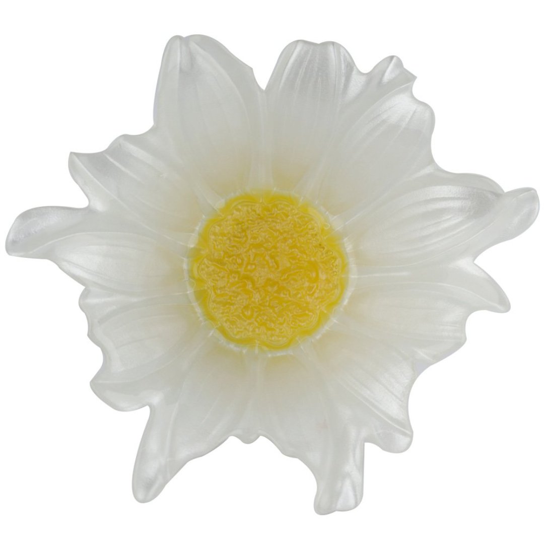 Fotografia para o produto Centro de mesa em vidro Ø33xA12,5cm cor branco e amarelo Fotografia para o produto Centro de mesa em vidro Ø33xA12,5cm cor branco e amarelo