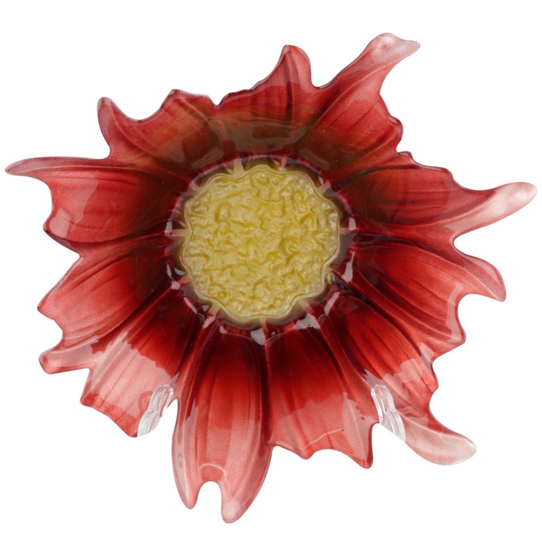 Imagem ilustrativa para Centro de mesa em vidro Ø34xA12cm cor rosa e dourado