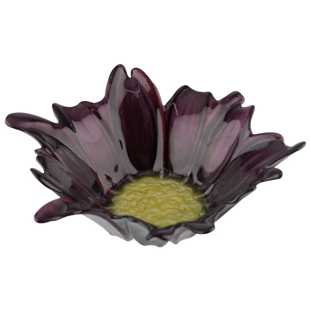 Imagem ilustrativa para Centro de mesa em vidro Ø34xA12cm cor roxo e amarelo