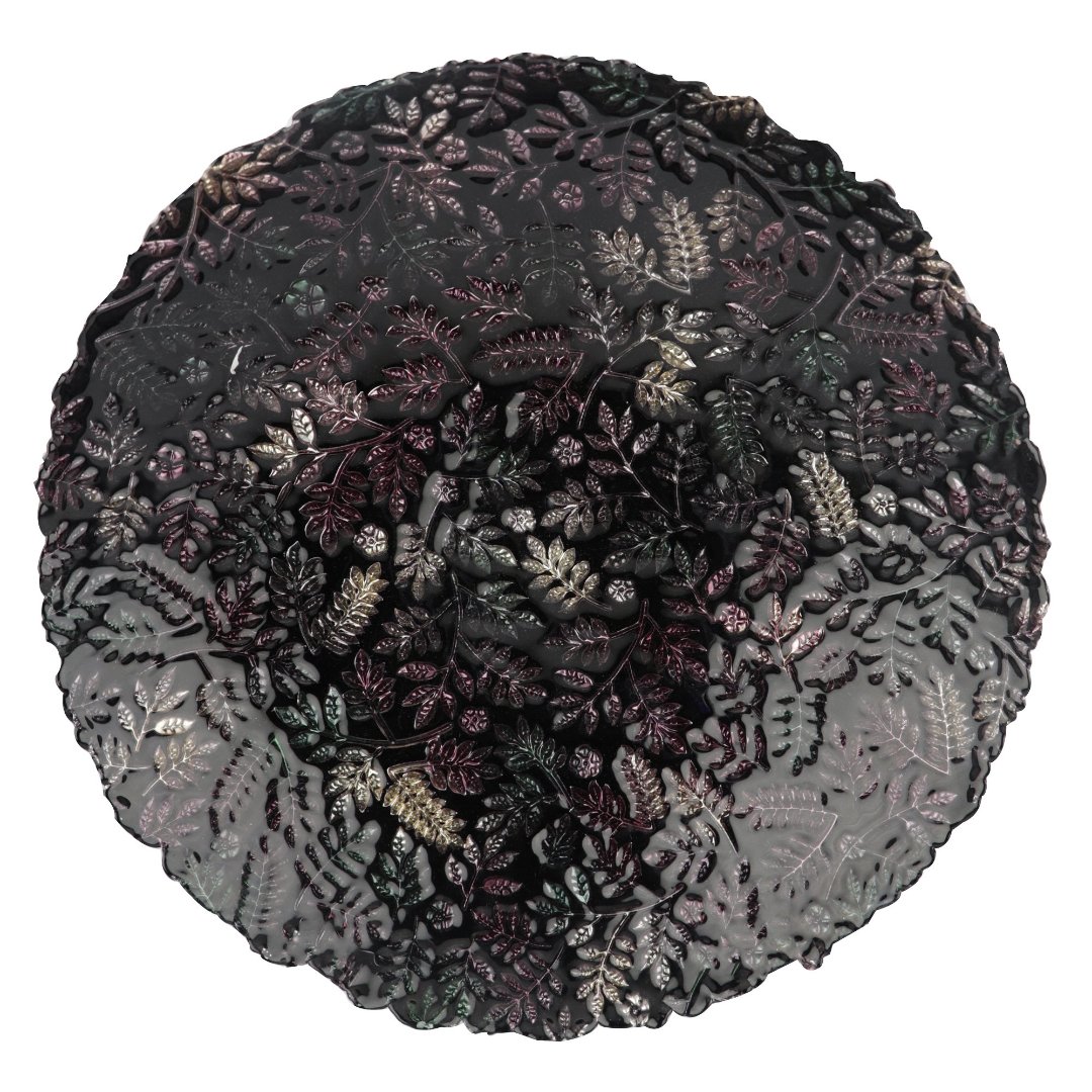 Imagem ilustrativa para Centro de mesa em vidro Ø40xA7,5cm cor preta e roxa