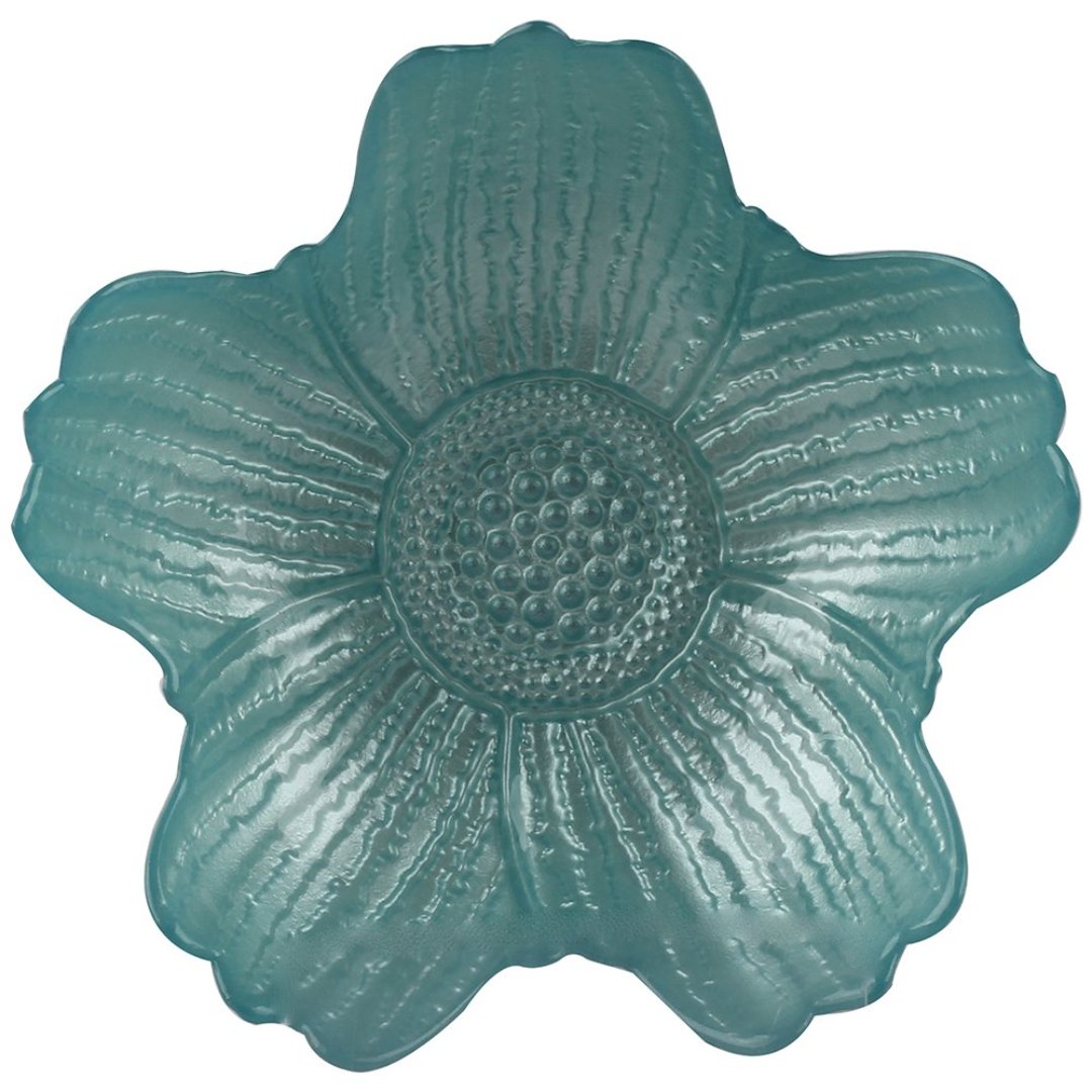 Imagem ilustrativa para Centro de mesa Flora em vidro 220ml Ø16xA5cm azul claro