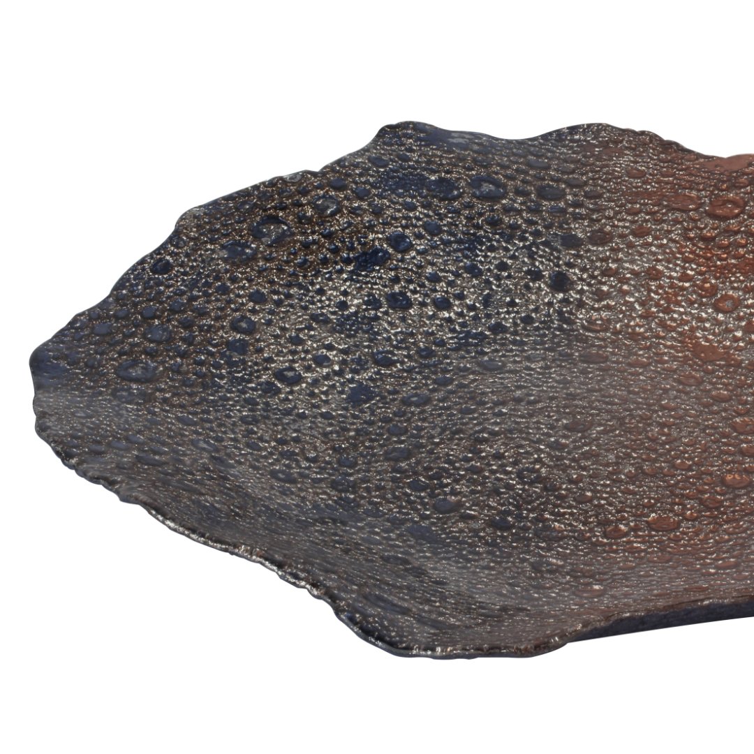 Fotografia para o produto Centro de mesa pedra em vidro L27xP27xA4cm cor marrom e azul