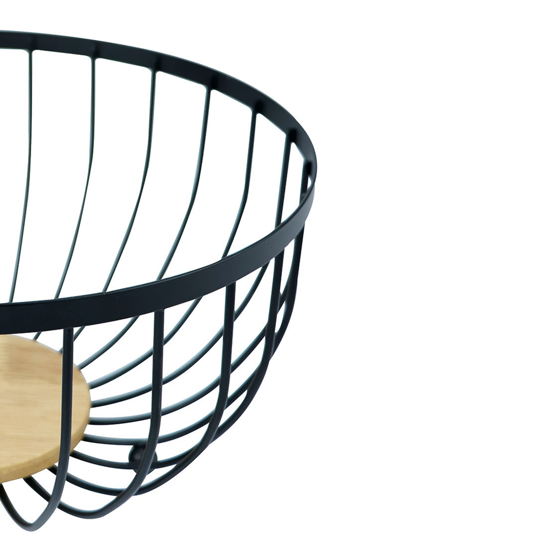 Fotografia para o produto Cesta de fruta em metal e madeira Ø25xA13cm