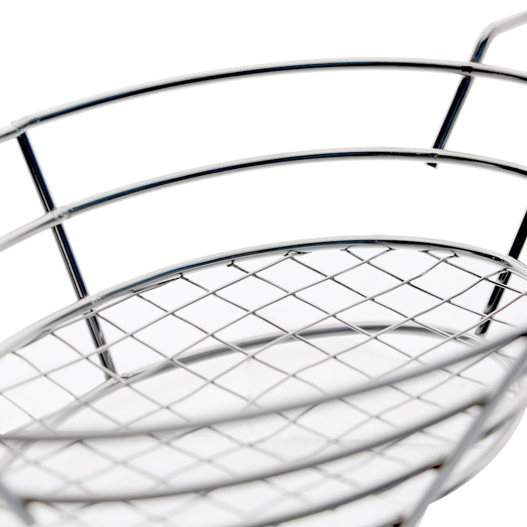 Fotografia para o produto Cesta oval em aço inox com 2 molheiras em melamina L34,5xP15xA6cm