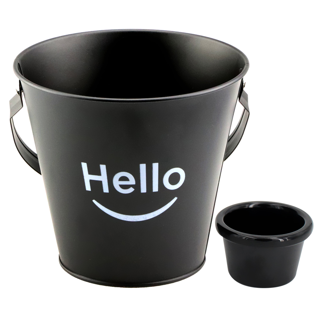 Imagem ilustrativa para Cesta oval em ferro com molheira em melamina L16xP10xA14cm cor preta