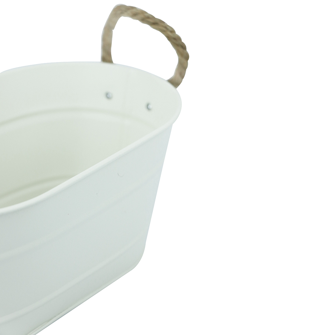 Fotografia para o produto Cesta oval em metal com alça em corda L24xP14xA11cm