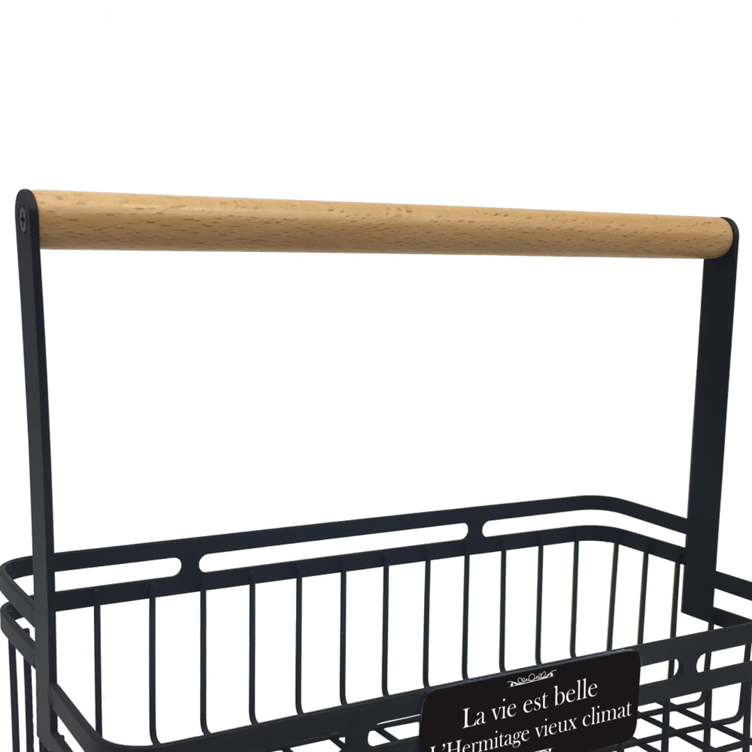 Fotografia para o produto Cesta para talheres e copos em ferro e madeira L25,5xP11,5xA18,5cm