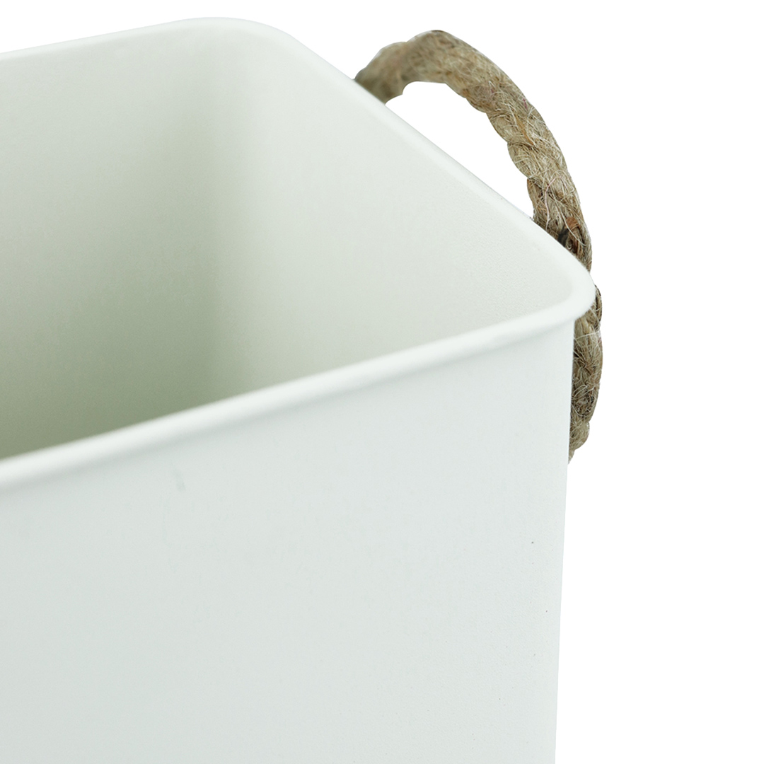 Fotografia para o produto Cesta quadrada em metal com alça em corda L12xP12xA13,5cm