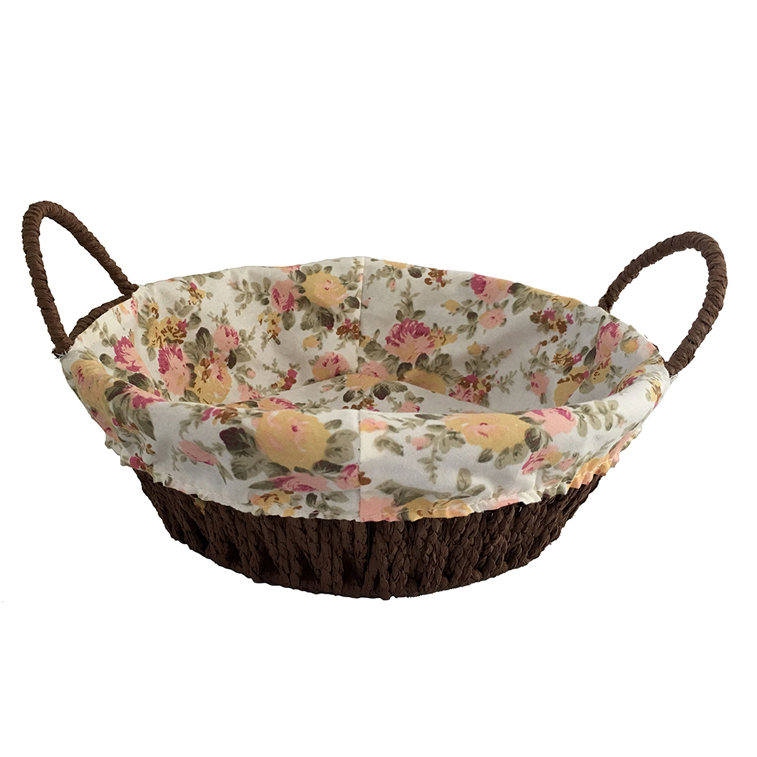 Fotografia para o produto Cesta redonda em ferro revestido e tecido de algodão Ø24x8cm