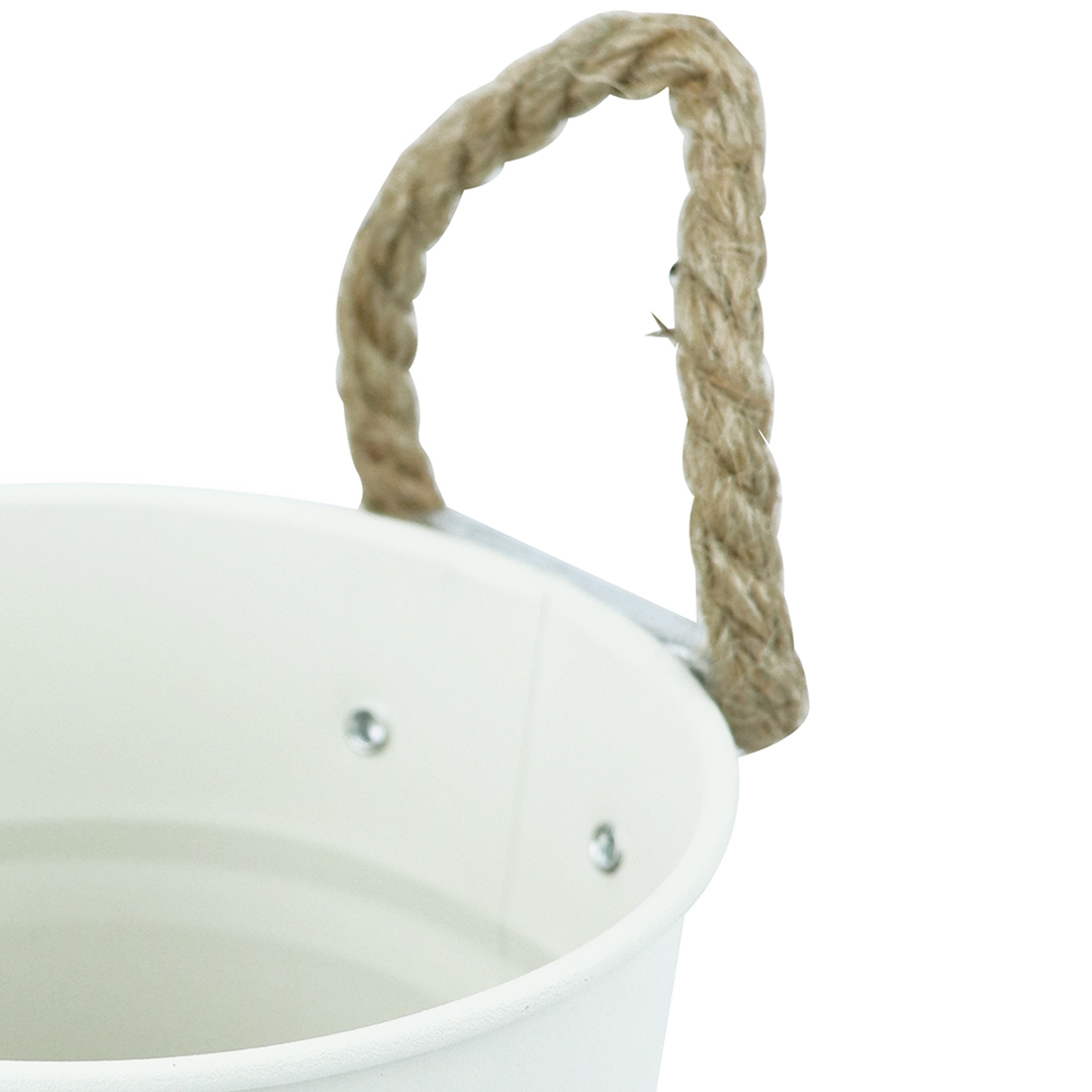 Fotografia para o produto Cesta redonda em metal com alça em corda Ø10xA13,5cm