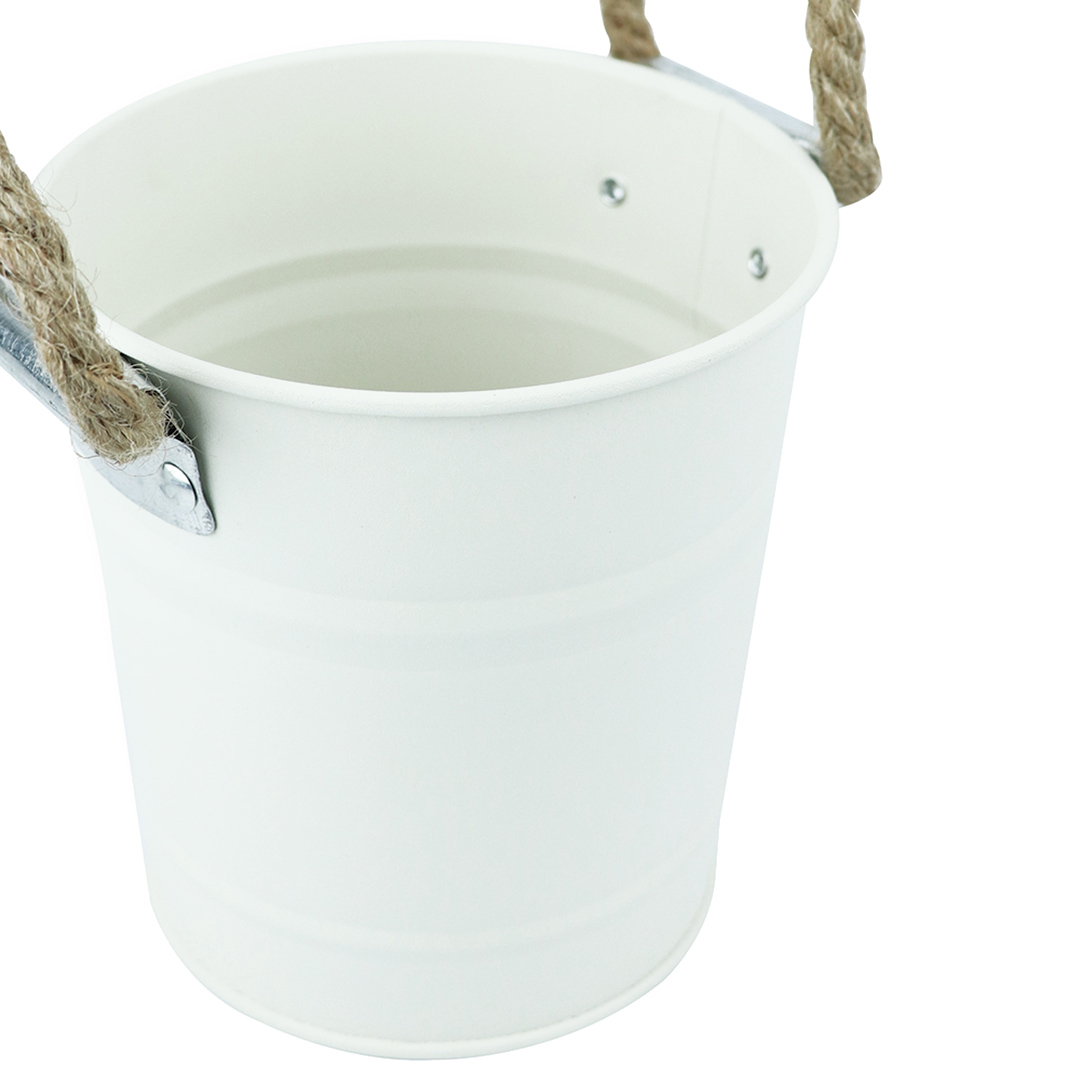 Fotografia para o produto Cesta redonda em metal com alça em corda Ø10xA13,5cm