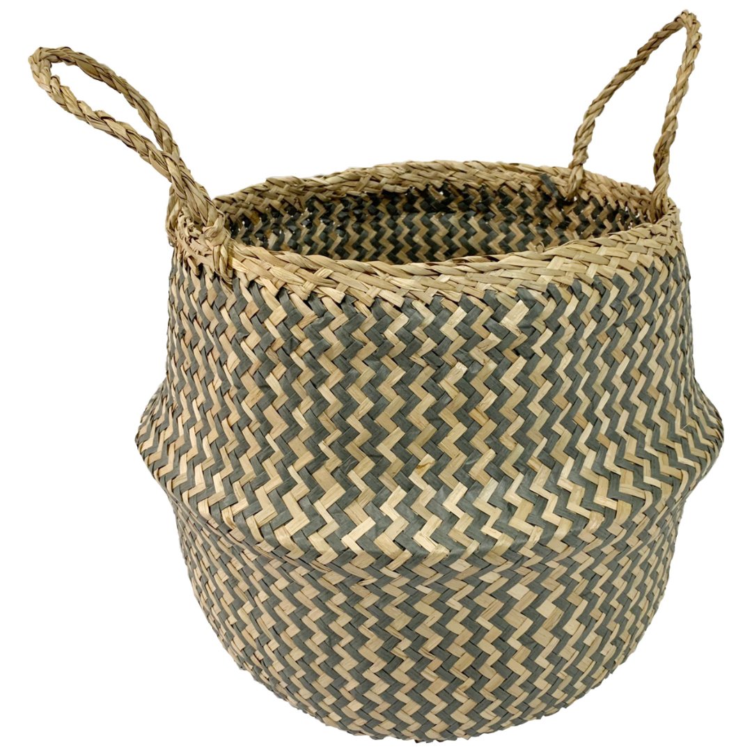 Imagem ilustrativa para Cesta redonda em fibra natural com alça Ø32xA26cm cor cinza