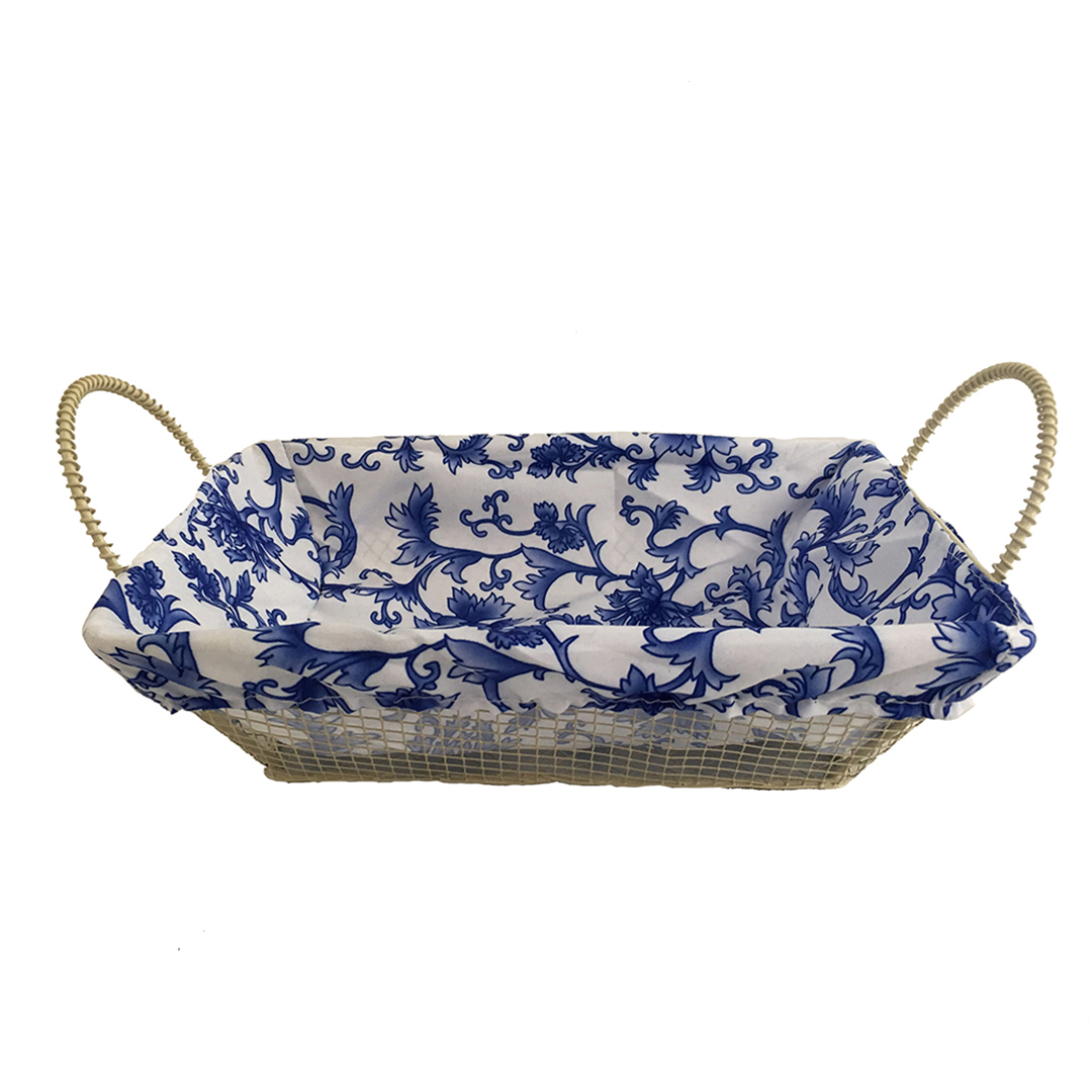 Fotografia para o produto Cesta retangular em ferro e tecido de algodão L23xP16xA7cm