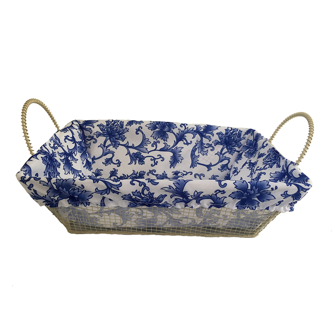 Fotografia para o produto Cesta retangular em ferro revestido e tecido de algodão L26xP19xA8cm