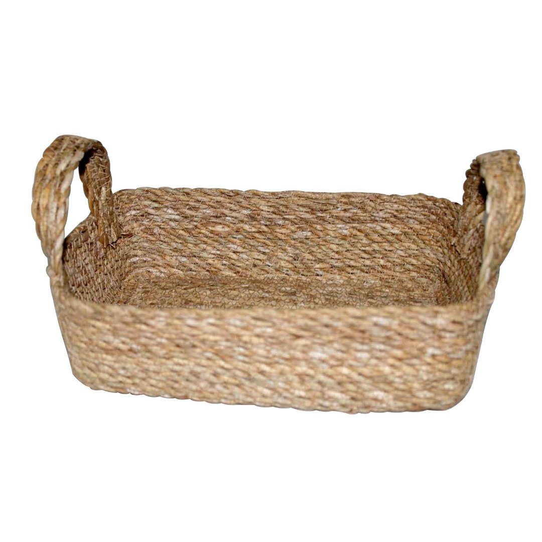 Imagem ilustrativa para Cesta retangular em fibra natural com alça L25xP18xA7cm