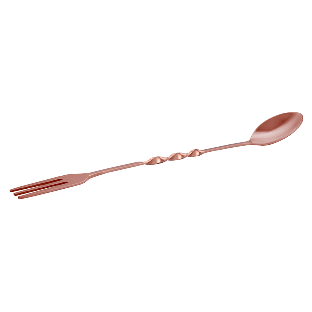 Imagem ilustrativa para Colher bailarina em aço inox com garfo tridente A23cm cor cobre