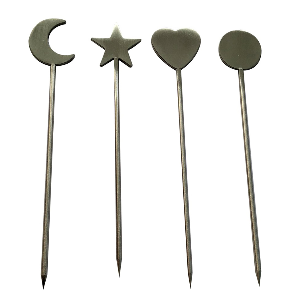 Imagem ilustrativa para Conjunto aperitivo em aço inox 4 peças A11,5cm cor prata