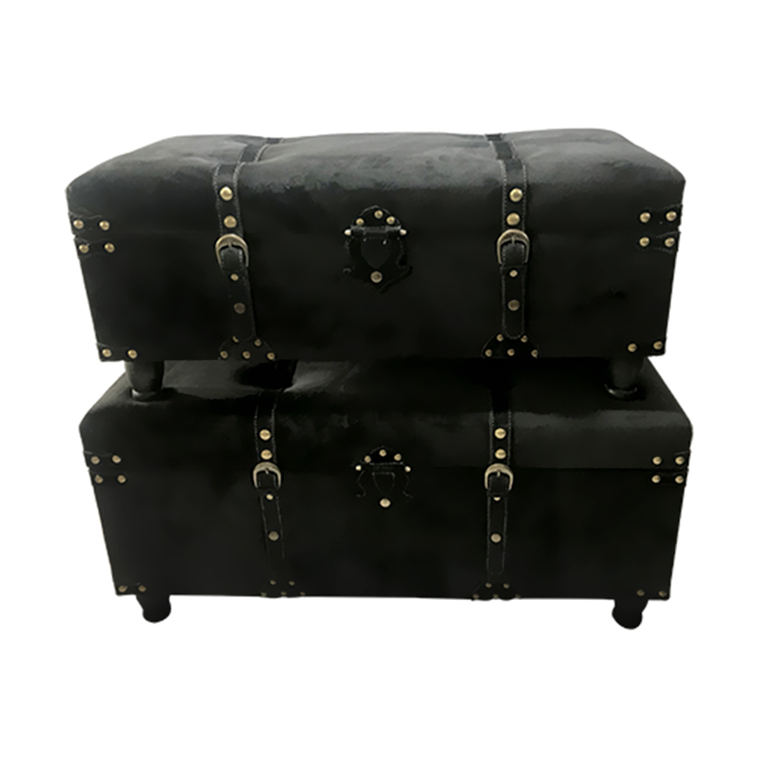 Fotografia para o produto Conjunto de 2 baús em madeira e veludo L90xP40xA43cm/L80xP35xA37cm