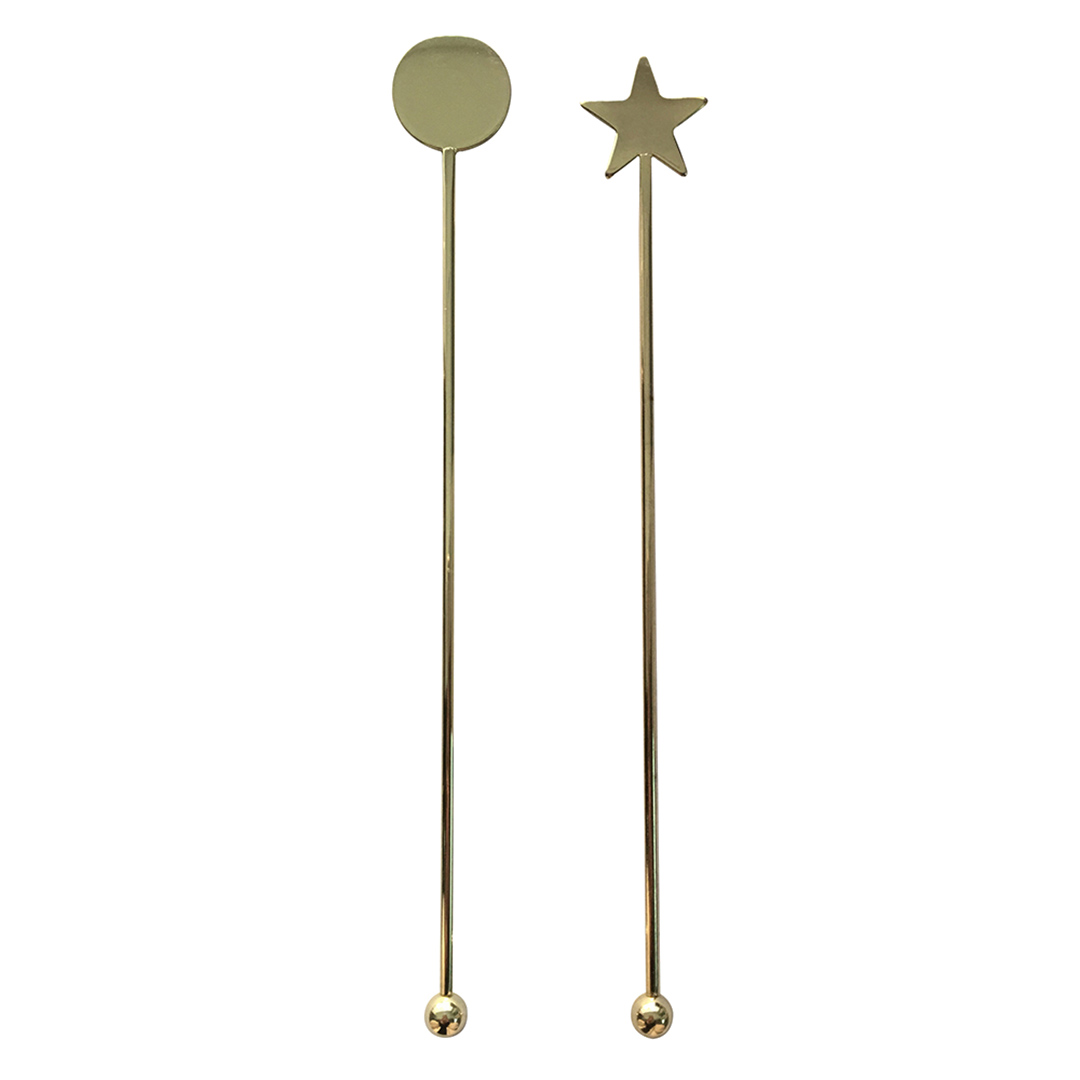 Fotografia para o produto Conjunto de misturadores para drink 2 peças em aço inox A19cm cor dourada