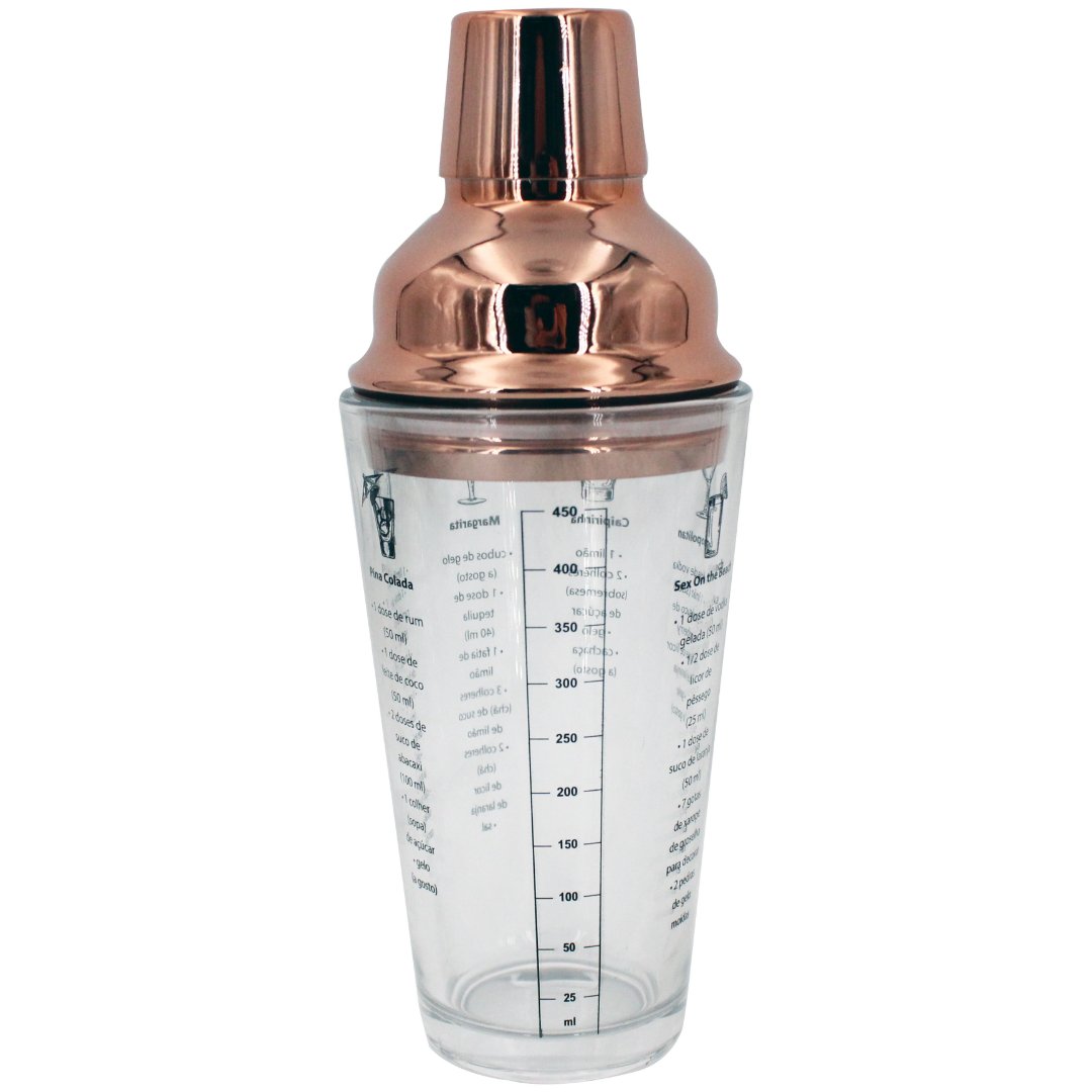 Fotografia para o produto Coqueteleira em vidro com tampa aço inox 450ml Ø8,9xA22cm cor cobre