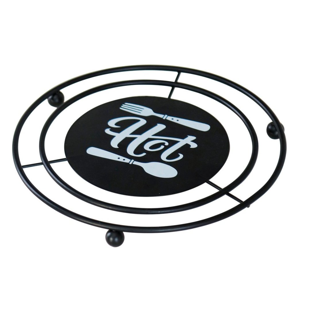 Imagem ilustrativa para Descanso de panela em metal Ø18,5xA1,5cm cor preta