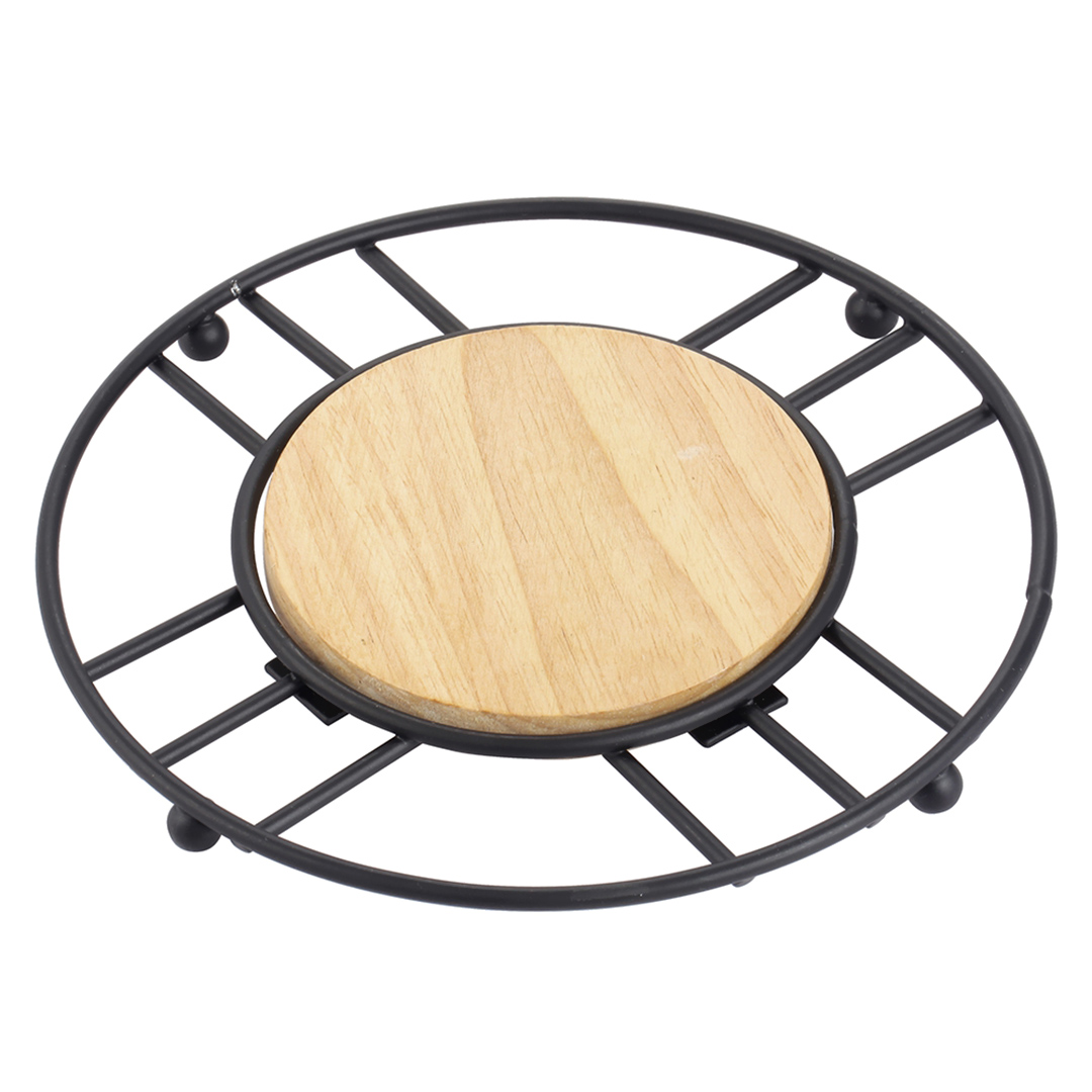 Fotografia para o produto Descanso de panela em metal e madeira Ø18xA2cm