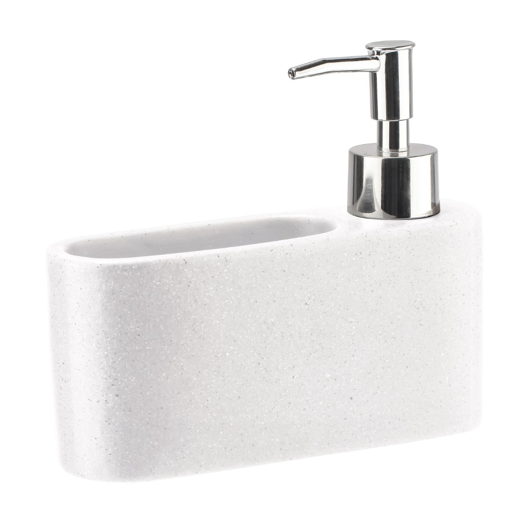 Fotografia para o produto Dispenser para detergente e esponja em cerâmica L16,5xP5xA14cm cor branca Fotografia para o produto Dispenser para detergente e esponja em cerâmica L16,5xP5xA14cm cor branca