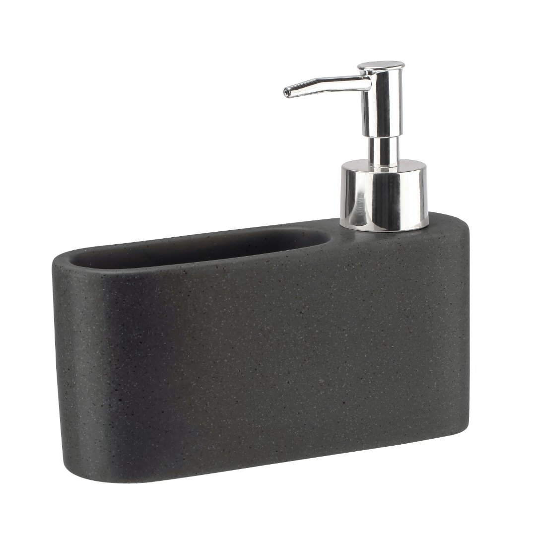 Fotografia para o produto Dispenser para detergente e esponja em cerâmica L16,5xP5xA14cm cor preta Fotografia para o produto Dispenser para detergente e esponja em cerâmica L16,5xP5xA14cm cor preta