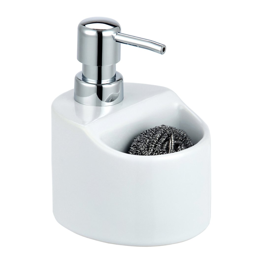 Imagem ilustrativa para Dispenser para detergente em cerâmica com esponja L11xP9,5xA14cm cor branca