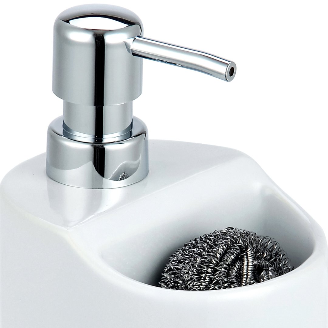 Fotografia para o produto Dispenser para detergente em cerâmica com esponja L11xP9,5xA14cm cor branca