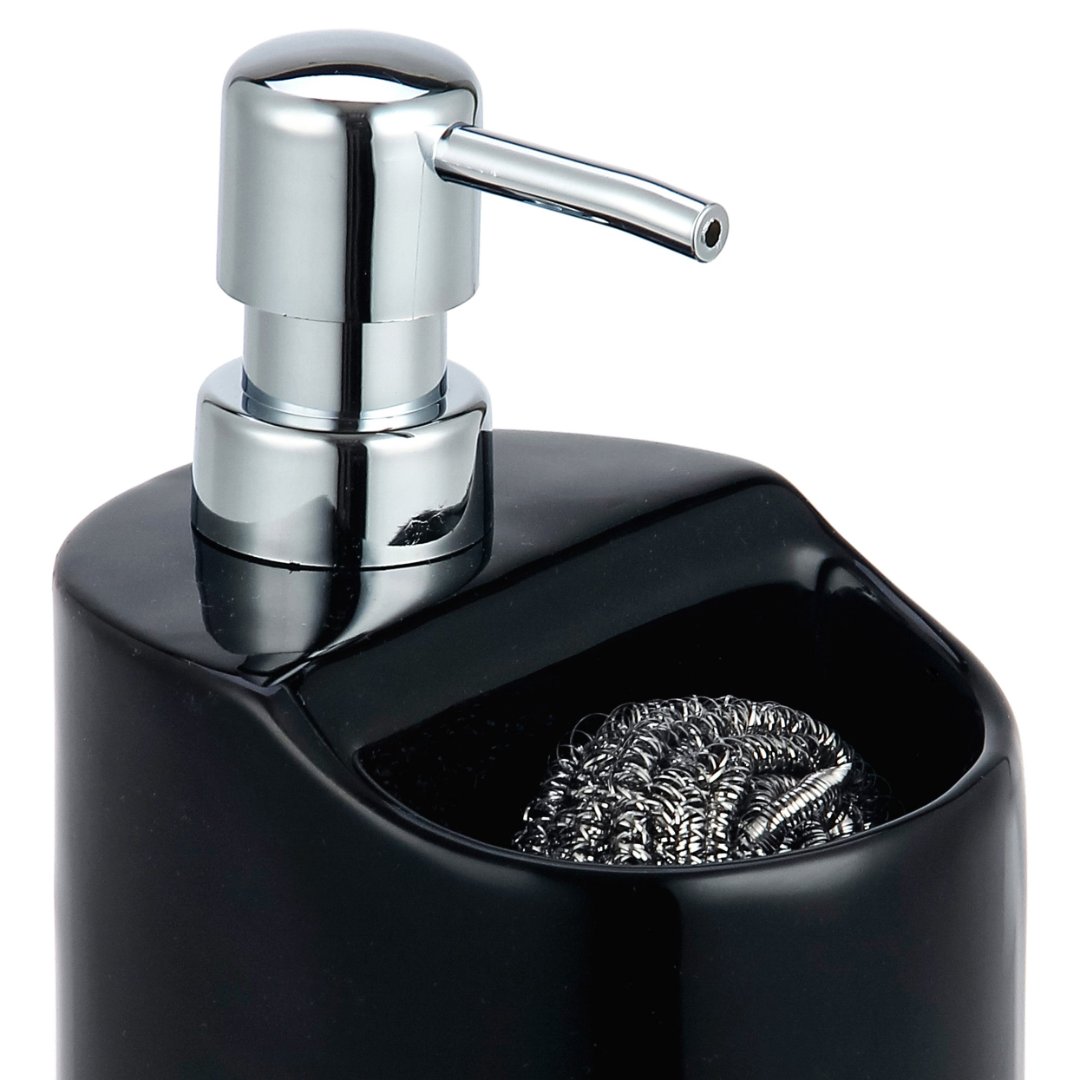 Fotografia para o produto Dispenser para detergente em cerâmica com esponja L11xP9,5xA14cm cor preta