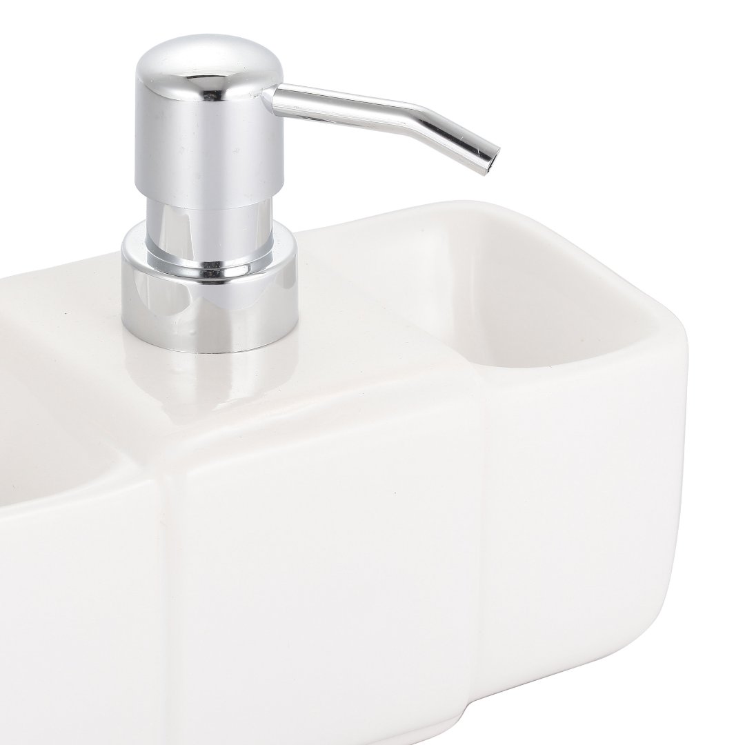 Fotografia para o produto Dispenser para detergente, esponja e sabão em cerâmica L17,5xP8,5xA14cm cor branca