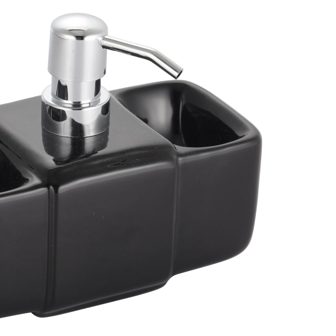 Fotografia para o produto Dispenser para detergente, esponja e sabão em cerâmica L17,5xP8,5xA14cm cor preta