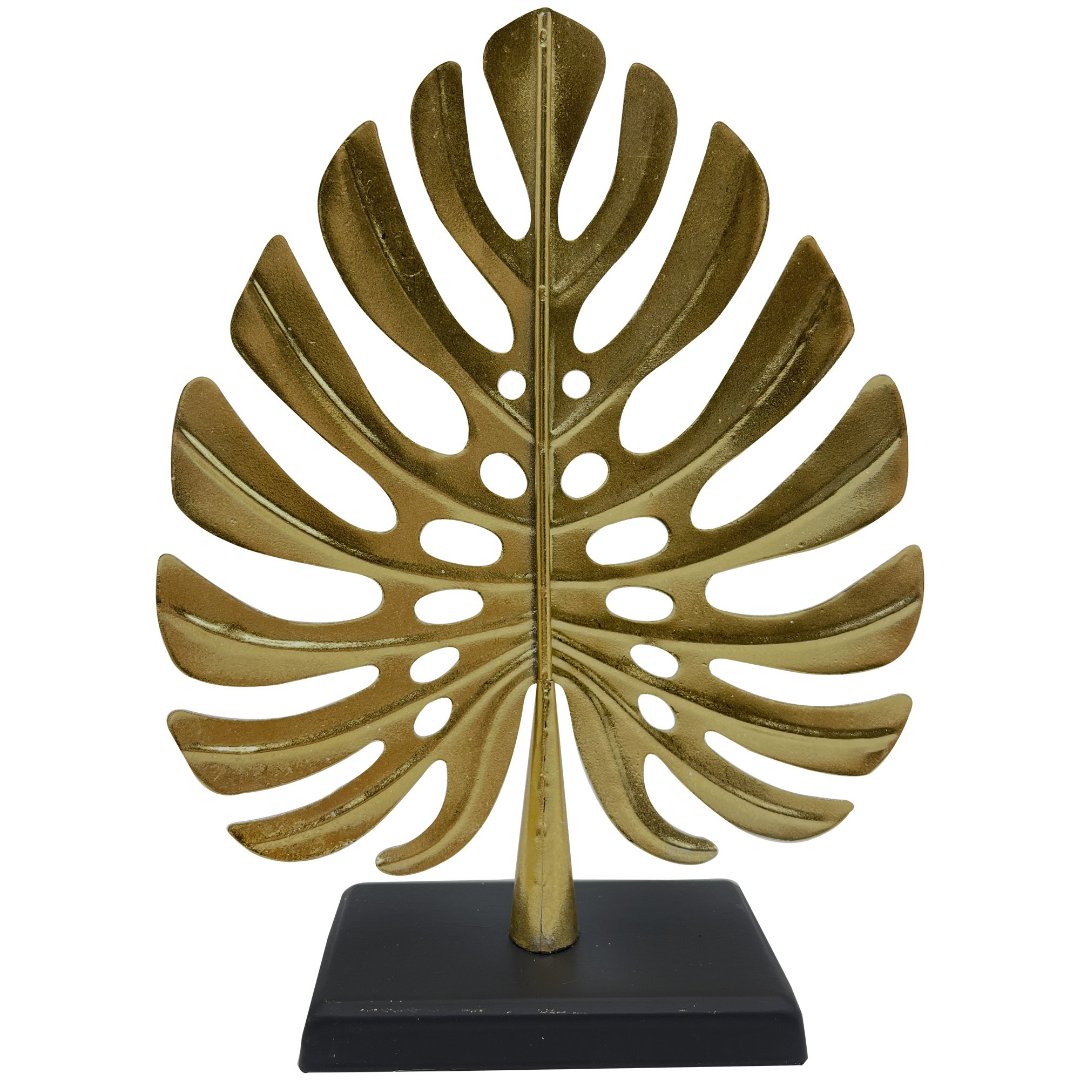 Imagem ilustrativa para Enfeite de folha em poliresina L20xP7xA26cm cor dourada