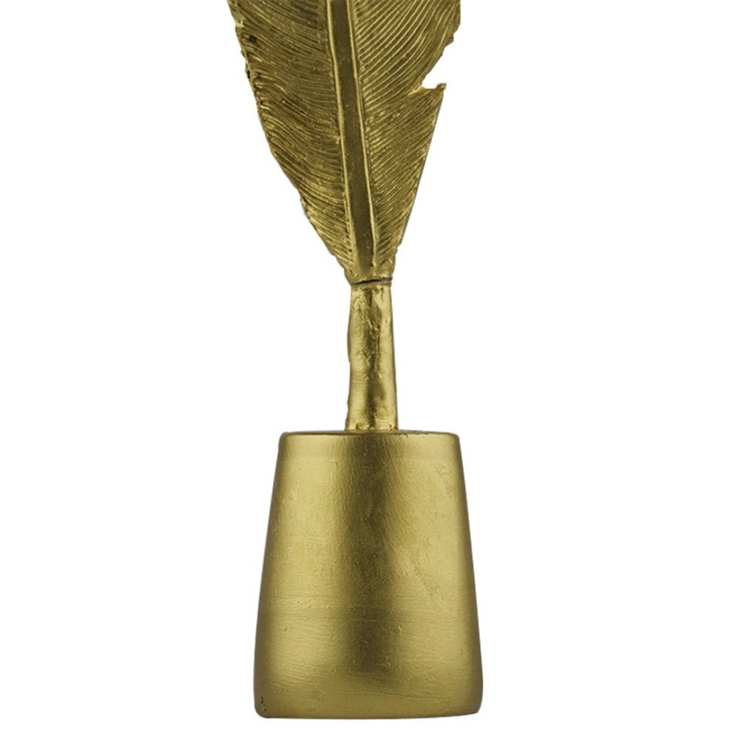 Fotografia para o produto Enfeite de pena em poliresina L6,5xP5xA34,5cm cor dourada