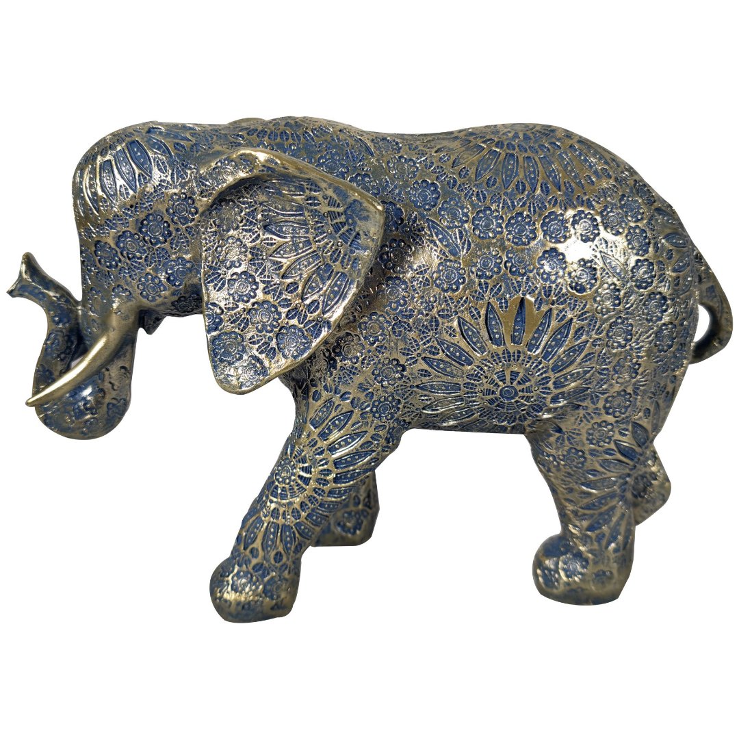 Imagem ilustrativa para Enfeite elefante em poliresina L28xP11xA19cm cor azul