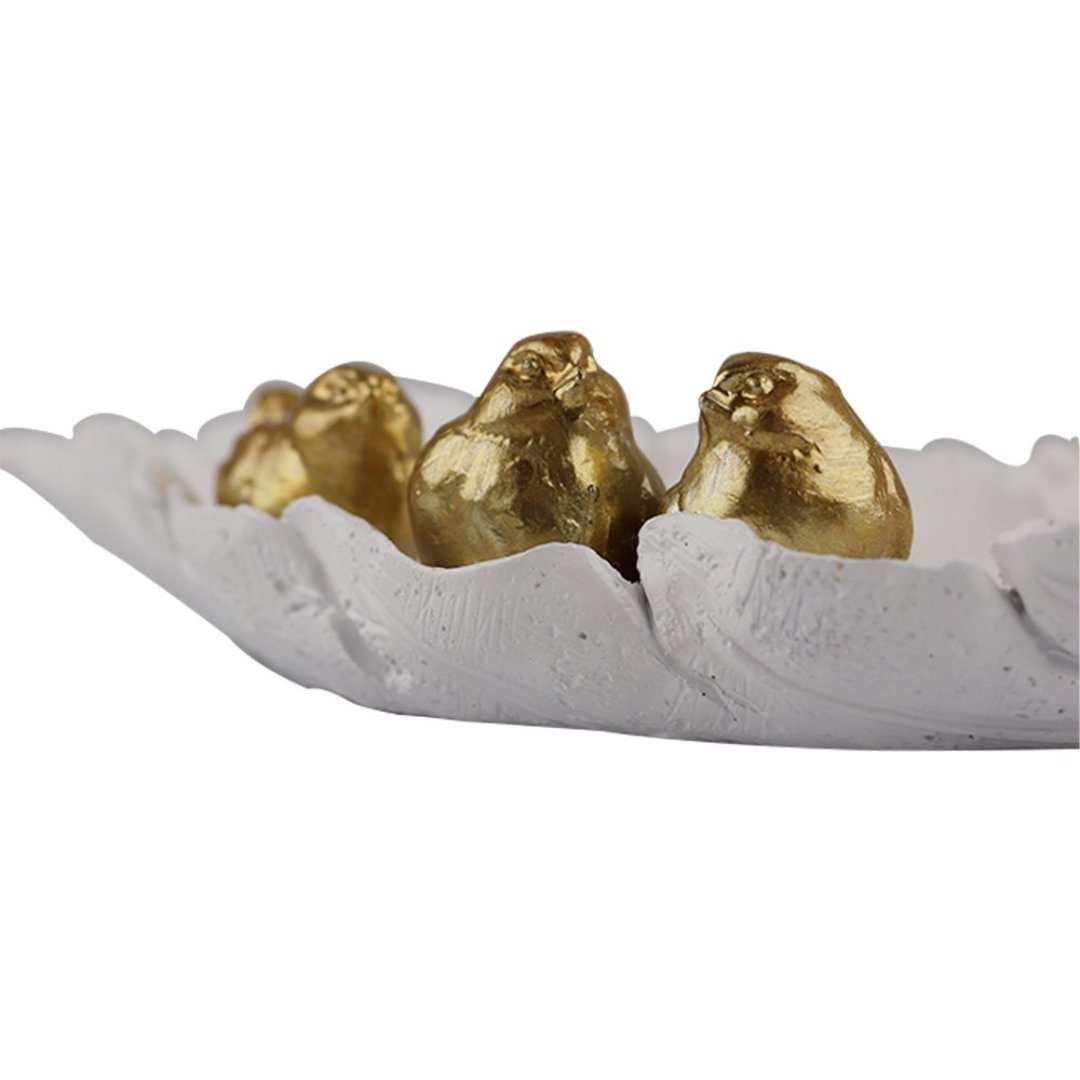 Fotografia para o produto Enfeite mini em poliresina com pássaros L20,5xP9xA3,5cm cor branca e dourada