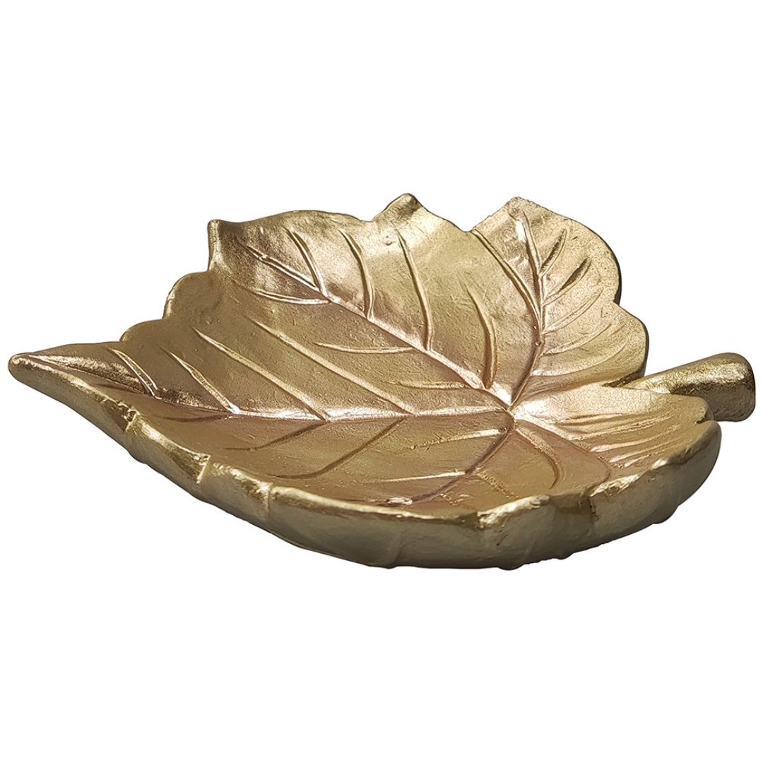 Imagem ilustrativa para Enfeite mini folha em poliresina L14xP14,5xA4cm cor dourada