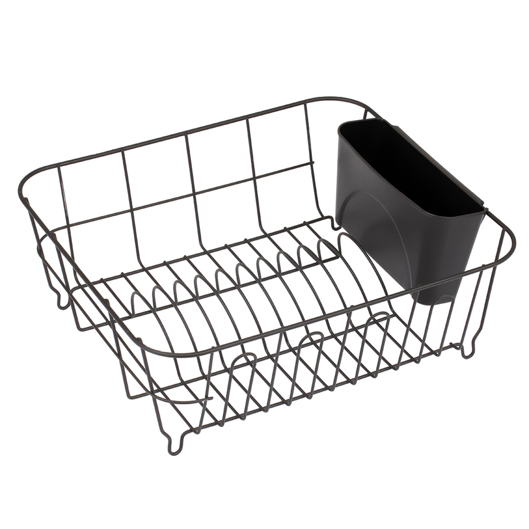Imagem ilustrativa para Escorredor para louça em metal com porta talheres em plástico L36,5xP33xA13,5cm cor preta