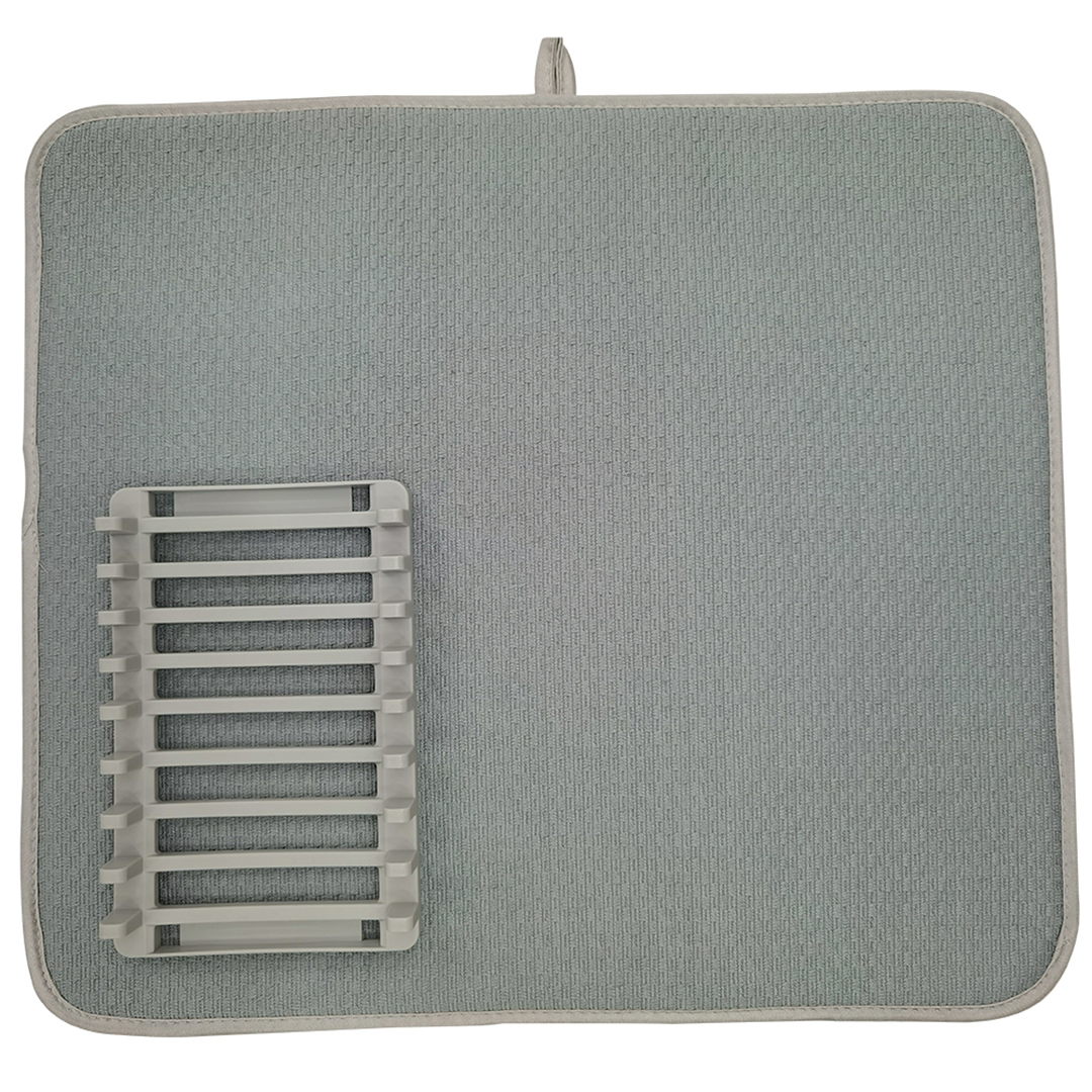 Imagem ilustrativa para Escorredor de pratos em plástico e poliester com esteira L45xP40cm cor cinza