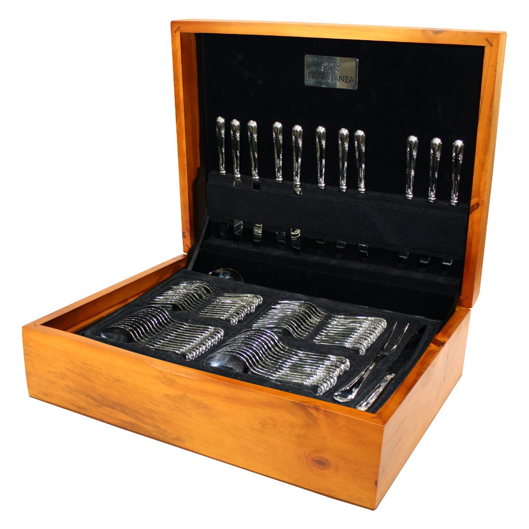 Imagem ilustrativa para Estojo para faqueiro em madeira 101 peças cor natural