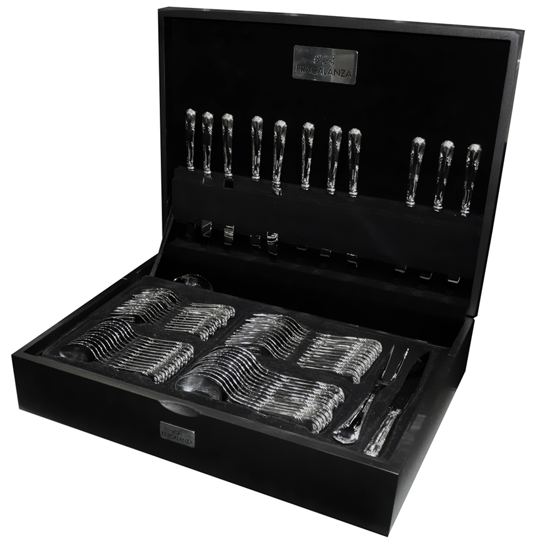 Imagem ilustrativa para Estojo para faqueiro em madeira 130 peças cor preta