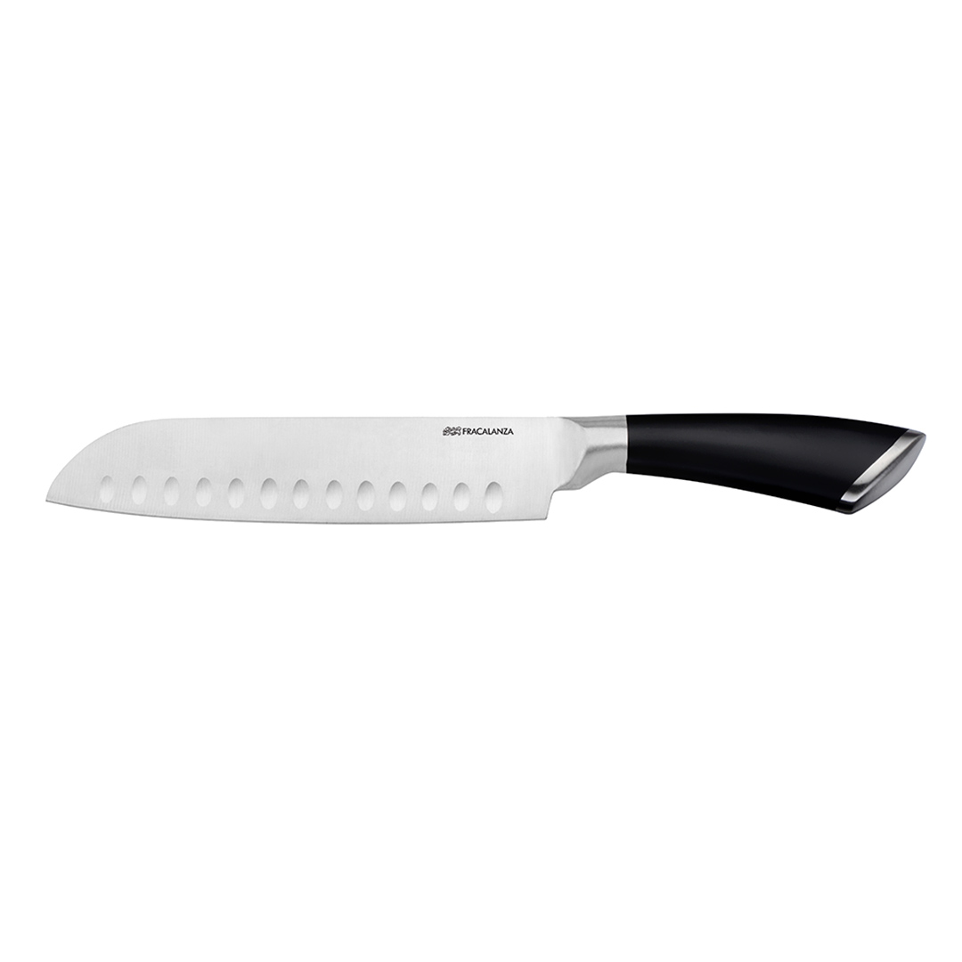 Imagem ilustrativa para Faca santoku em aço inox 2,5mm com cabo na cor preta A31cm