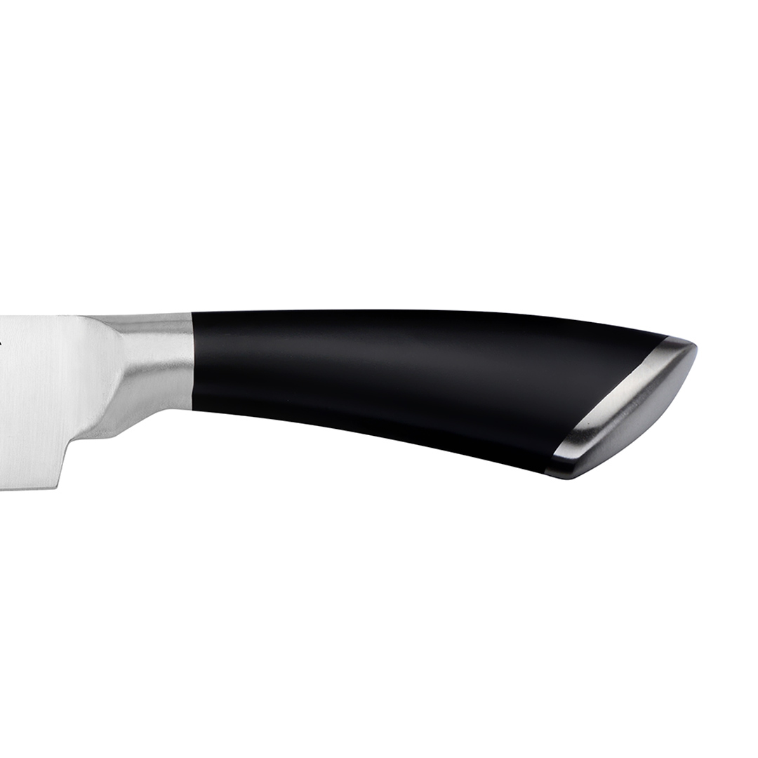 Fotografia para o produto Faca santoku em aço inox 2,5mm com cabo na cor preta A31cm 155grs
