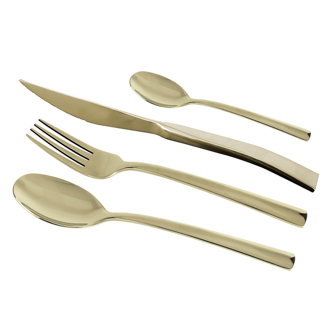 Fotografia para o produto Faqueiro 24 peças em aço inox cor champagne