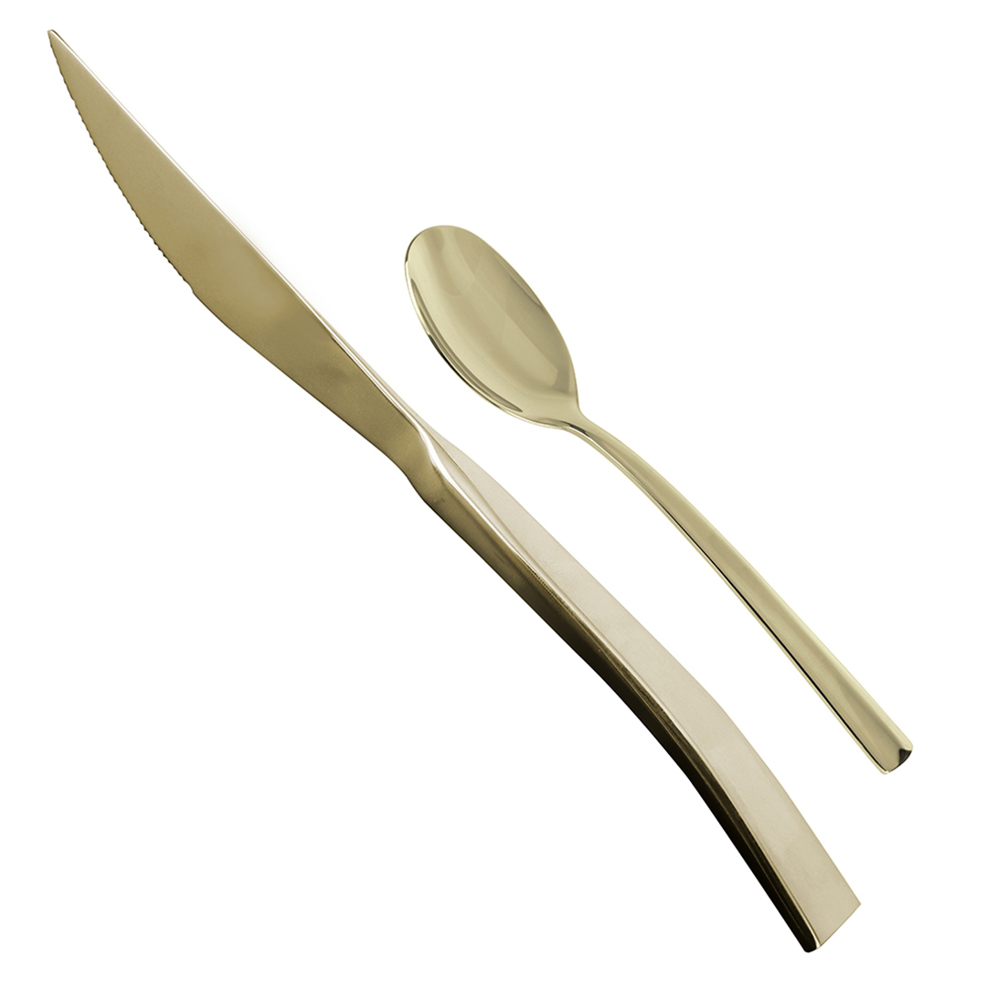 Fotografia para o produto Faqueiro 24 peças em aço inox cor champagne